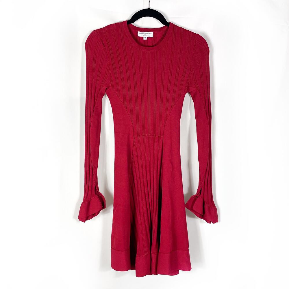 Red Knit Long-Sleeve Mini Dress - Brand - Picture 6 of 14